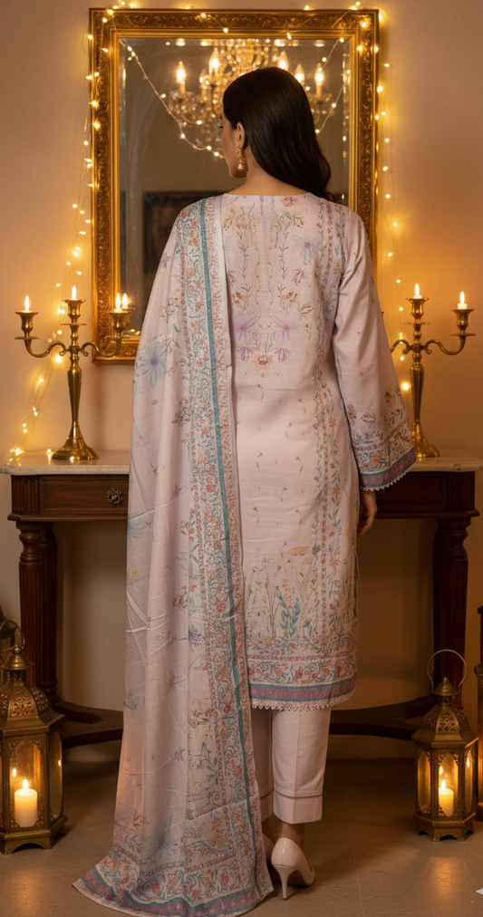 Ethereal Lilac Crepe Silk Shalwar Kameez with Dupatta - Embroidered Floral Suit for Spring, Wedding & Party in UK | Pakistani Suits