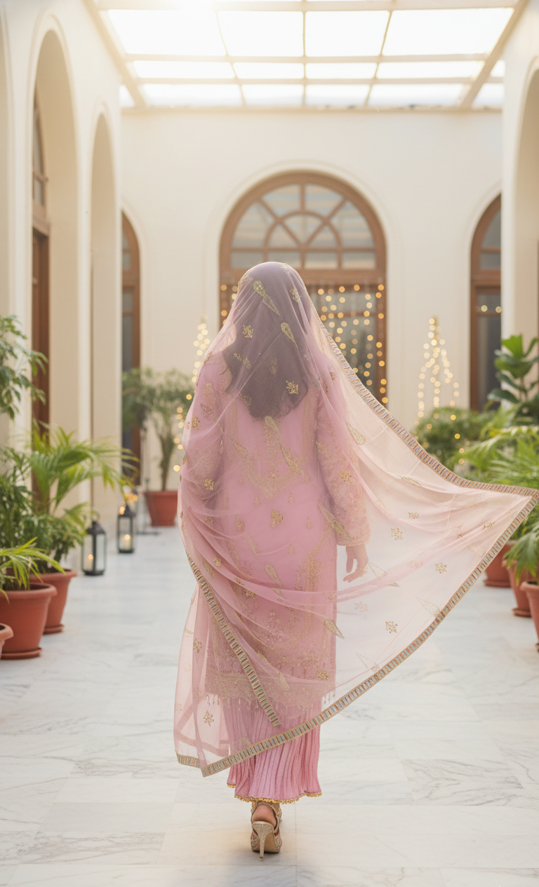 Luxury Mauve Pink Embroidered Formal Suit - Gold Zari & Ruched Trouser - Ibrahimis in UK | Pakistani Suits - Ibrahimis