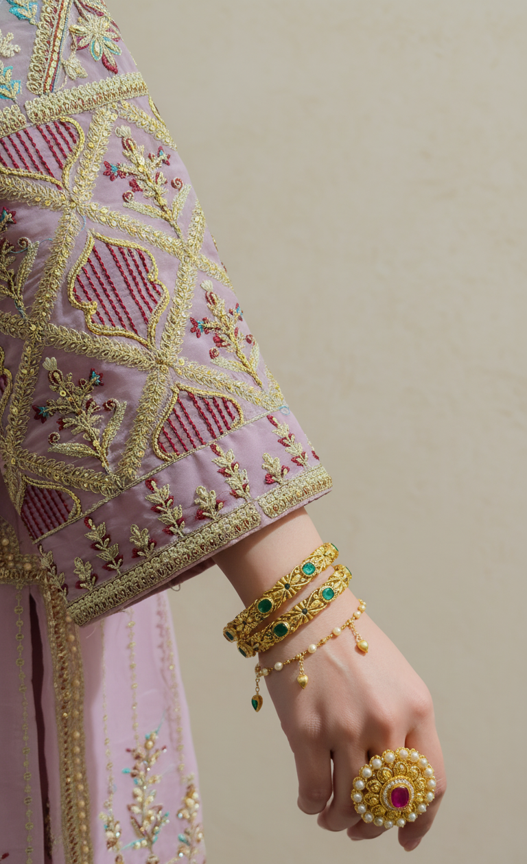 Luxury Mauve Pink Embroidered Formal Suit - Gold Zari & Ruched Trouser - Ibrahimis in UK | Pakistani Suits - Ibrahimis