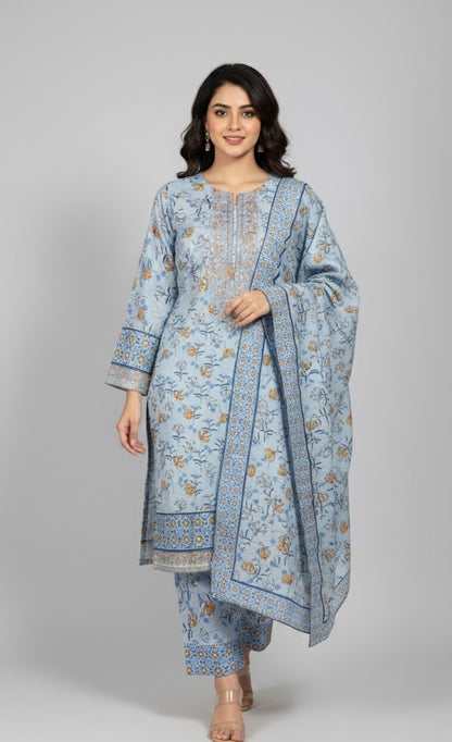 Luxury Pakistani Crepe Silk Shalwar Kameez with Dupatta - Embroidered Floral Suit for Eid, Wedding & Party in UK | Pakistani Suits